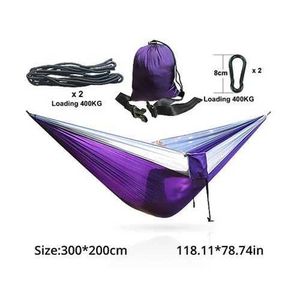 Hammocks 300X200CM Double Outdoor Garden Camping Hammock Light Umbrella Nylon Hiking Swing H240530 17KF