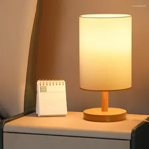 Tischlampen Nachtlampe Nachtlichter für Schlafzimmer Holzschreibtisch Licht mit Zylinder Schatten Wohnkultur