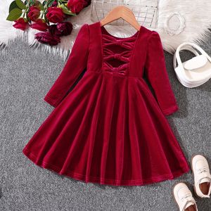 Mädchenkleid für Kinder Neue Mädchen Herbst/Winter Samt Bow Weihnachten Prinzessin Kleid