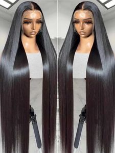 Hair Wefts 250% 13x6 high-definition straight lace front human hair suitable for women without glue 13x4 transparent pre shedding 30 38 inches Q240529