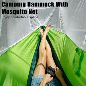 Hamak Dış Mekan Kamp Hamak Mobilya Turizm Uyku 260x140cm Ultra Hafif Taşınabilir Sivrisinek Ağları H240530