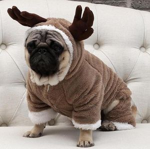Собачья одежда зимняя теплой флисовая домашняя одежда для маленьких собак Рождественский костюм комбинезон