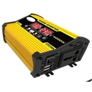 インバーターカージャンプスターターパワーインバーター4000W 12Vから220V110V LEDディスプレイコンバーターアダプターデュアルUSB電圧トランスモディファイドサインWAV