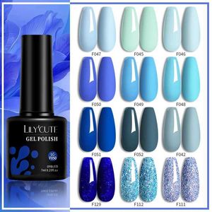 Nagellack lilycute 7 ml gel nagellack isblå semi permanent tvål UV LED -gel kosmetik nagelkonst handgjorda naglar gel polering d240530