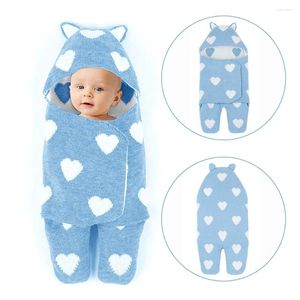 Cobertores Swaddle Born Bornable Bedding Capeled Saco de dormir acrílico amor coração Baby Warm Blanket Autumn Winter Ftroller