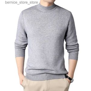 Męskie swetry klasyczne męskie stałe kolor dzianin sweter młodzież moda swobodna wygodna topy męskie odzież Q240530
