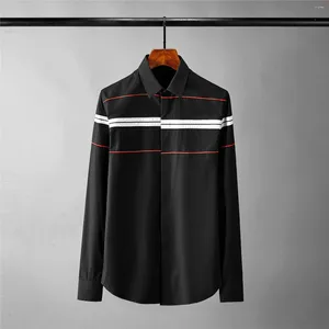 Men's Casual Shirts Stripe Embroidery Mens Luxury Long Sleeve Dress Plus Size 4xl Fashion Slim Fit Party Man