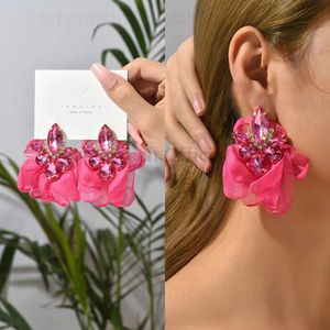 Earrings Romantic Fashion Summer Cotton Lace Flower Big Dangle Earrings For Women Boho Trend Luxury Design Crystal Cute Party Jewelry 230831