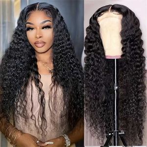 Hår wefts 30 40 tum 13x6 High-Definition Curly Adhesive Free Spets Front Human Hair Brazil 13x4 Loose Deep Wave 200 Density Q240529