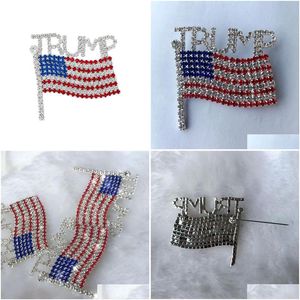 Arts And Crafts American Flag Trump Brooch Creative Diamond Pin Crystal Badge Rhinestone Drop Delivery Home Garden Arts, Gifts Dhhgt
