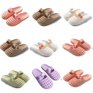 Produkt sommardesigner Nytt för tofflor kvinnor Green White Pink Orange Baotou Flat Bottom Bow Slipper Sandaler Fashion-025 Womens Flat Slides GA D50 S