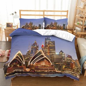 Bettwäsche -Sets Sydney City Set Set Schlafzimmer Dekor leuchtende Hintergrund Mikrofaser weich 1pc Duvet Deckung mit Kissenbezügen