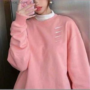 Men's Sweaters New Cotton Four-Hook Embroidery Terry Cotton Crew Neck Sweater Mens and Womens Same Sports and Leisure Couples Tops Q240530