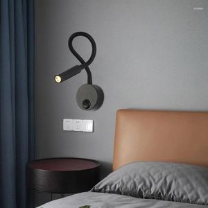 Настенная лампа 3W Светодиодные прикроватные работы по чтению светильника с переключателем 360 ° Шланг шланг дом эль -спальня гостиная лампы