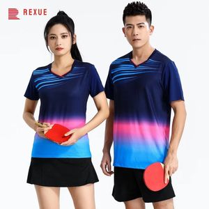 Качественный настольный теннис Джерси мужской женский бадминтон рубашка унисекс с коротким рукавом Ping Pong Гольф -конкурсы спортивные рубашки 240527