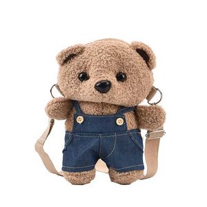 Pluszowe plecaki Kawaii Teddy Bear na ramię urocze nadziewane dla zwierząt torba do lalki kreskówka Bor Brown Bear Pluszowa zabawka Prezent S245305