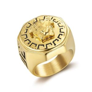 Ringar band ringar varumärkesdesigner ringar Medusa Fan Family / F Family French Diamond Titanium 717552828 Steel Ring for Men and Women Gold R