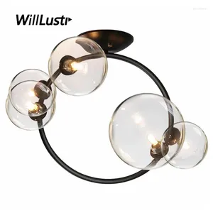 Ceiling Lights Minimalist Glass Bubble Lamp Creative Iron Ring El Restaurant Bar Lobby Aisle Balcony Bedroom Light Luxury Lighting