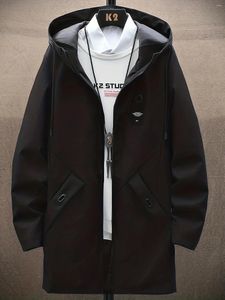 Men's Trench Coats 2024 Mens Casual Long Jackets And Hooded Streetwear Hip Hop Windbreaker Outwear