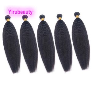 Wefts brasiliansk jungfru hår dubbel wefts 5 buntar kinky rak yaki 1030 tum naturlig färg indisk 100% mänskligt hår