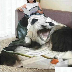 Blanket Fu Bao Fubao Panda Animal Warm Cozy Flannel Fleece Throw For Luxury Bedding Affordable R230819 Drop Delivery Dhxh9
