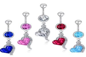 4 Colors Mix Color Heart Style Ring Belly Button Ring Navel Rings Body Piercing Jewelry Dangle Accessories Fashion Charm 7K1Gu8095929
