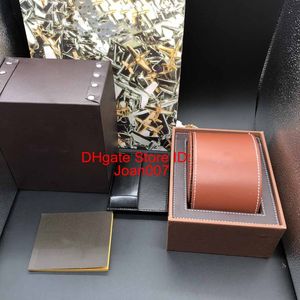 Bästa kvalitet Brown Color Leathe Boxes Present Box 1884 Watch Box Brochures Cards Black Thire Box For Watch Inkluderar Certificate New Bag 264V