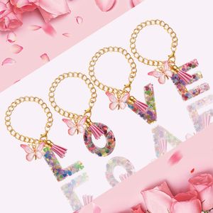 Keychains Lanyards Letter Charm Accessories For Cup With Handle Cute Initial A Keychain Butterfly Tumbler Women Girls Drop Delivery O Otkph