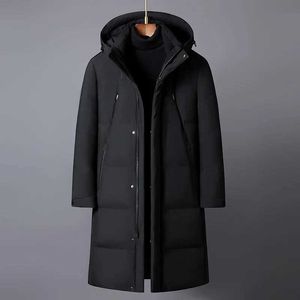 Men's Down Parkas Winter Down Jackets for Men Brand 2023 New High Quality White Duck Down Long Coat Mens Overcoat Hooded Thick Warm Black Parkas z240530