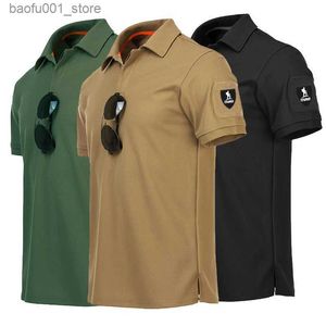 Herren Polos Herren schnell trocken gestickte Poloshirts Sommer Custom Plus Size Military Clothes Tactical Plain Turn Armee T-Shirts Q240530