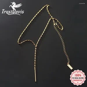 Pingentes Trustdavis Real 925 Sterling Silver Fashion Sweet Tassel Stick Clavicle Colar para mulheres Casamento Fine S925 Jóias 1220