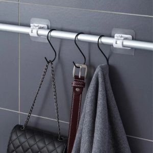 2st självhäftande gardin hängande stångfästen organiserade polhållare badrum rum handduk bar krok supportklämmor