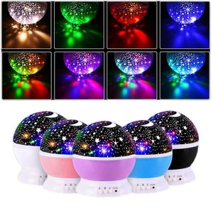 Nocne światła LED Rotating Projector Starry Sky Night Light Romantyczny projekt księżyc fale nocne światło dziecięce prezent świąteczny s245302