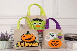 Halloween Cartoon Present Wraps Trick or Treat Bags Witch Pumpkin Candy Handväskor Bäckväv Tygväska Återanvändbar presentförpackning Kids Party Dec4538592