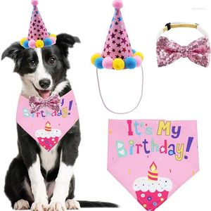 Hundkläder husdjurskläder för stora hundar födelsedag bandana halsduk och tjej pojke fest hatt med söt båge liten