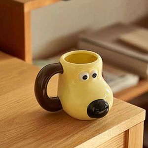 A 520ml large capacity paw dog ceramic mug cartoon creative coffee cup office drinking household suitable for childrens 240523