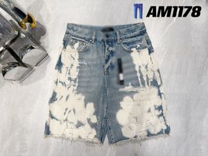 24ss new designer mens shorts trendy brand fashion short jeans Splash-ink design ripped denim shorts motorcycle hip hop style jeans high street short pants size 29-40