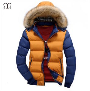 Winter Down Coat Men Casual Fur Hooded Cotton Padding Parka Mens Brand Windproof Waterproof Patchwork Windbreaker Jackets Male SH19024387