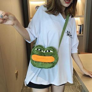 Plush Backpacks Green Ugly Frog Backpack Fun and Cute Shoulder Bag Plush Contrast Color Big Eyes Frog Big Mouth Large Capacity Creative Backpack Gi