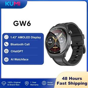 ساعات المعصم Kumi GW6 1.43 AMOLED الشاشة Bluetooth Call IP68 مقاومة للماء+مراقبة الرياضة والصحة الذكية Q240529