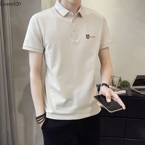 POLO shirt men's short 2024 breathable silk pearl cotton youth trend summer lapel half sleeved T-shirt