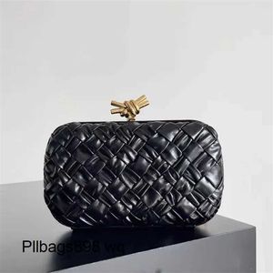 Dinner Bag 10a Knot Clutch BottsVenets Handbag Woven Soft Cow Leather with Metal Rope Clasp