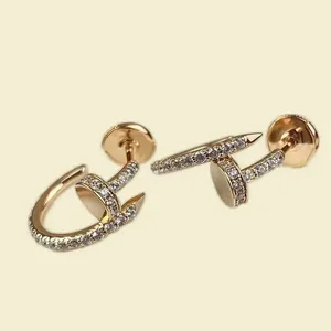 Popular stud designer earrings nail earings trendy temperament aretes cubic zirconia earrings designer for women jewelry light fashion diamond earring zh208 E4