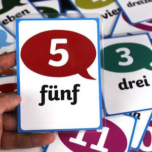 Math Counting Time Other Toys 21 pieces of German 0-20 digit/number word cards for childrens Arning flash cognitive education Montessori Kindergarten toys WX5.29