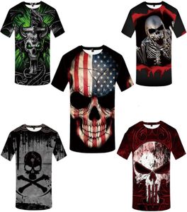T -shirt Summer Men039S Kort ärm 3D Skalle Digital Printing Tshirt Round Neck Slim T4560290