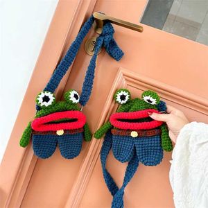 Plush Backpacks Netflix Winter New Cartoon Cute Childrens Little Frog Girl Princess Handmade Hooked Bag Interesting Ugly Frog Completed Cross shaped Bag S245