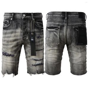 Men's Jeans Men Shorts Designer High Street Black Distressed Patch Washed And Slim Fit Stretch