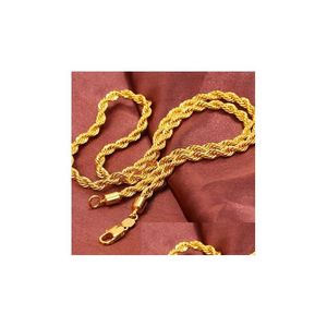 Strands, Strings Simple Fashion Mens 18K Gold Necklace Explosion Models 23.6 Twisted Rope Knotted Link Chain Jewelry Drop De Dhgarden Dhlky
