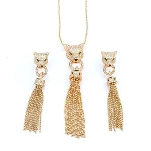 Women Designer tassel leopard Diamond Pendant necklace Love Four-leaf Clover Earrings Fashion Wedding Earring Jewelry Baotou Charm tige Xgsl