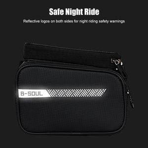 B-SOUL Mountain Bike Top Tube Bag Reflective Pattern Bicycle Front Frame Bag Carrier Pack Large Capacity Cycling Accessories